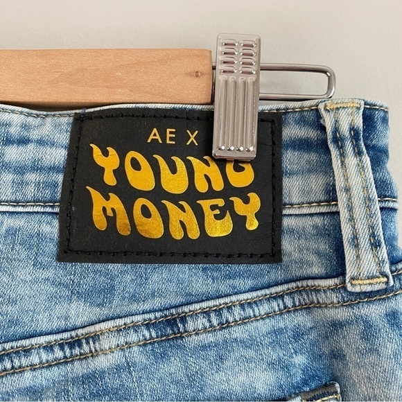 AMERICAN Eagle X Young Money Stacked Skinny Jeans Acid Wash Distressed 30X30 NEW - Picture 7 of 9